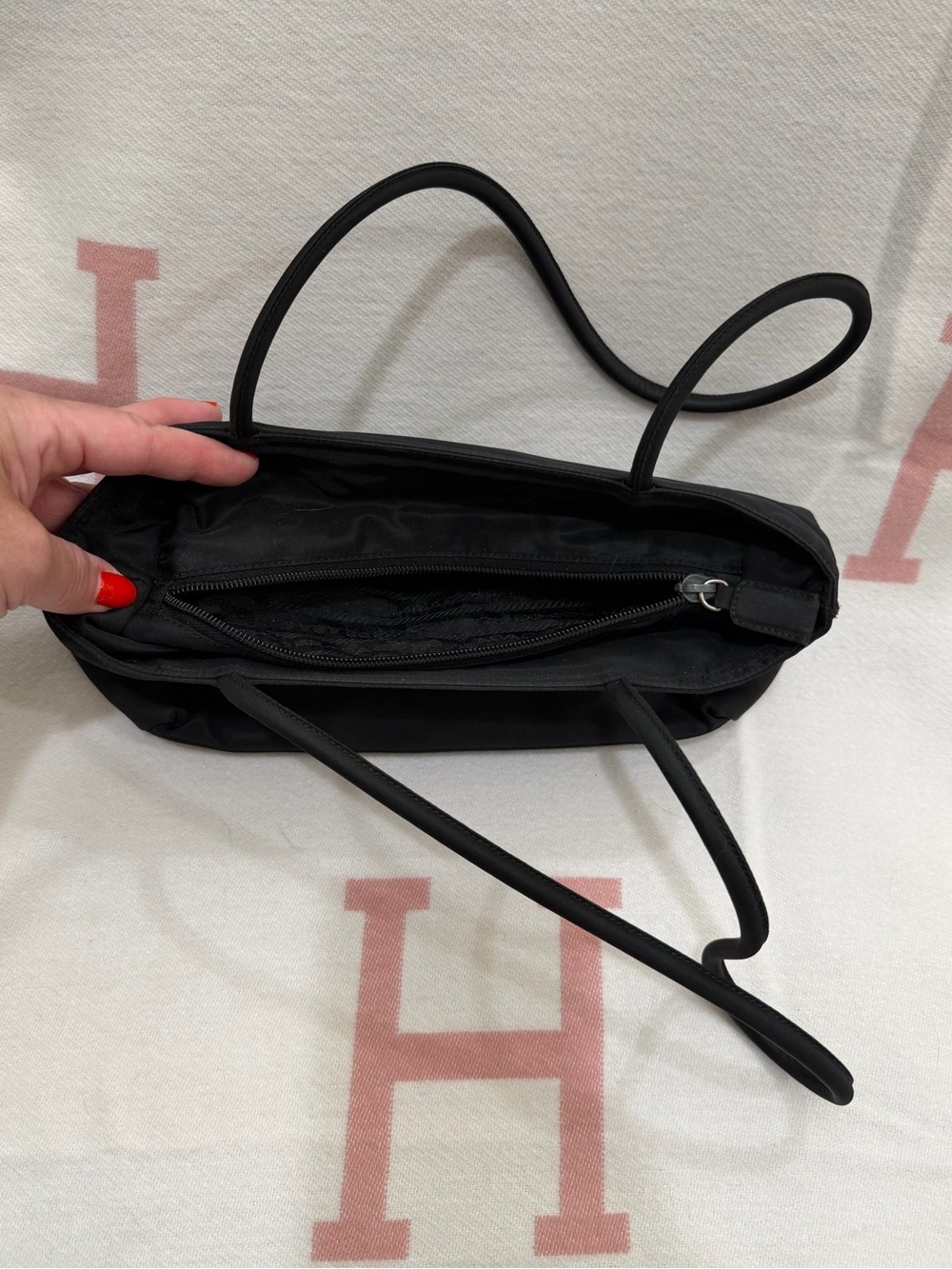 Prada Black Nylon Double-Handle Shoulder Bag - Picture 10 of 16